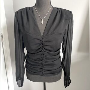 Express Black Ruched Blouse NWT